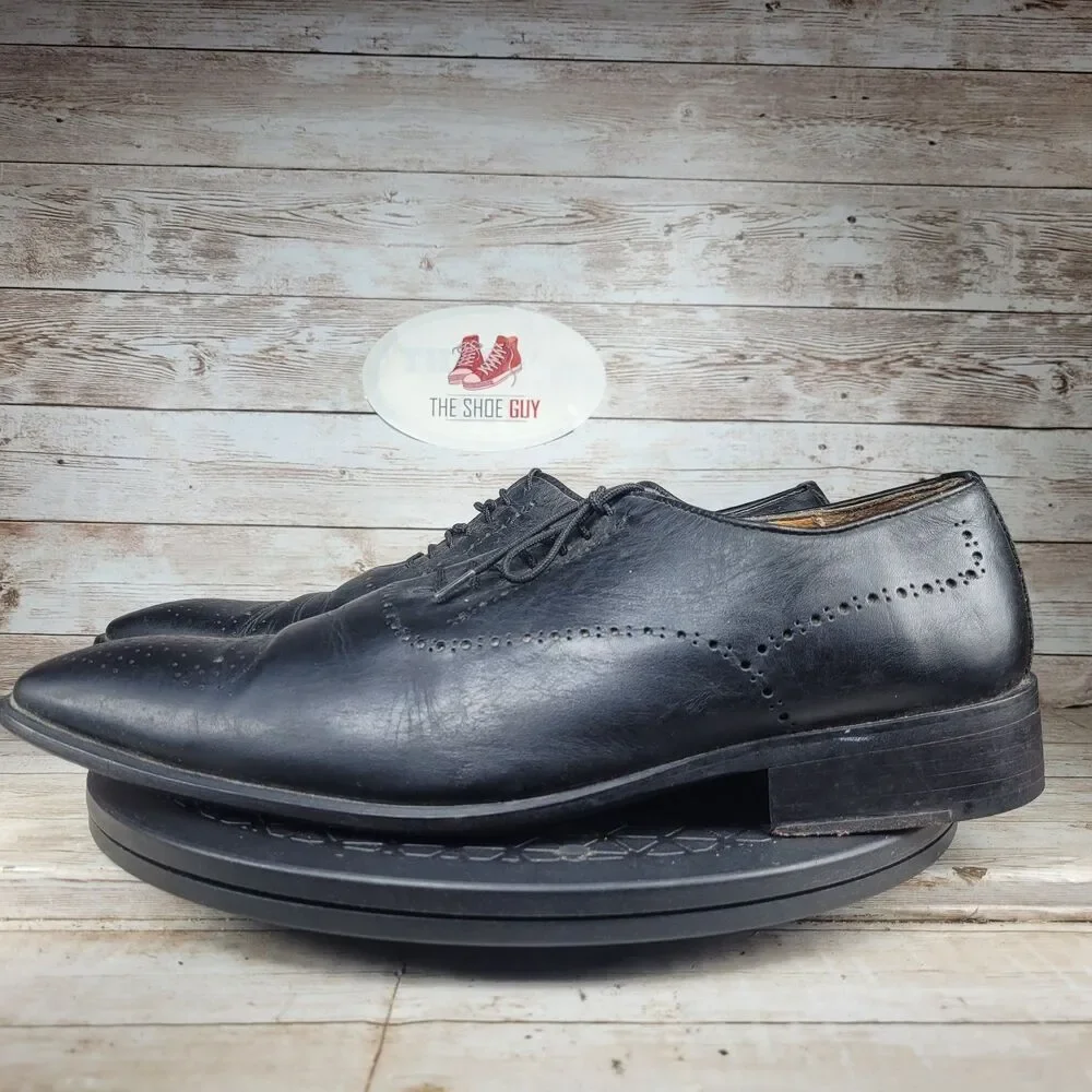 JM Weston Men Size 10/43 Black Leather Wingtip Brogue Oxford Shoes